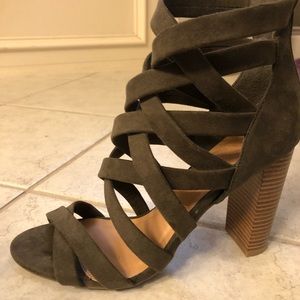 Olive strappy heel sandal